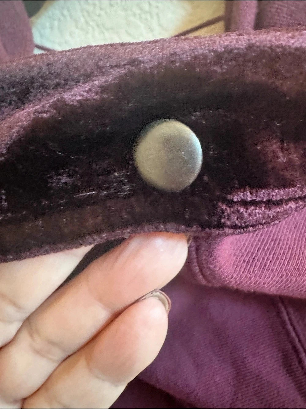 Free People Dark Berry Velvet Trim Hooded Cardigan Jacket NWT Size S - Picture 15 of 16